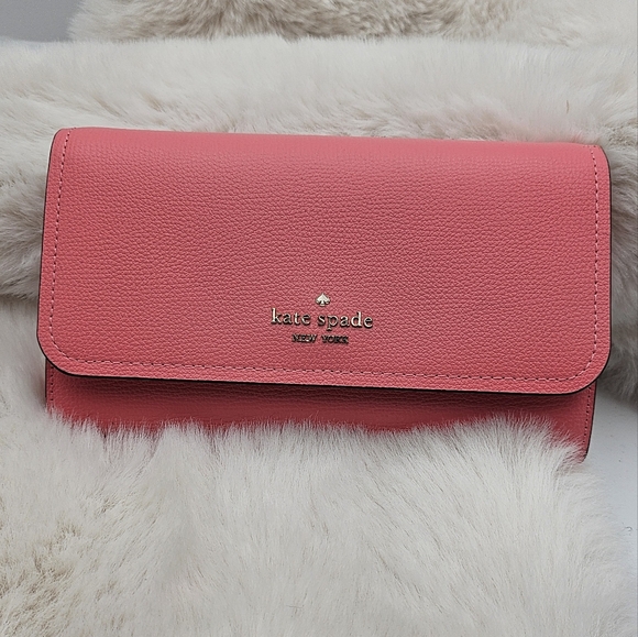 Kate Spade pink peach clutch wallet crossbody bag gold chain‎ straps - Picture 10 of 10